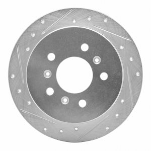 Buick Allure Brake Rotor (1) - Rear Left - R1 Concepts - Drilled & Slotted - Silver - `06-`10